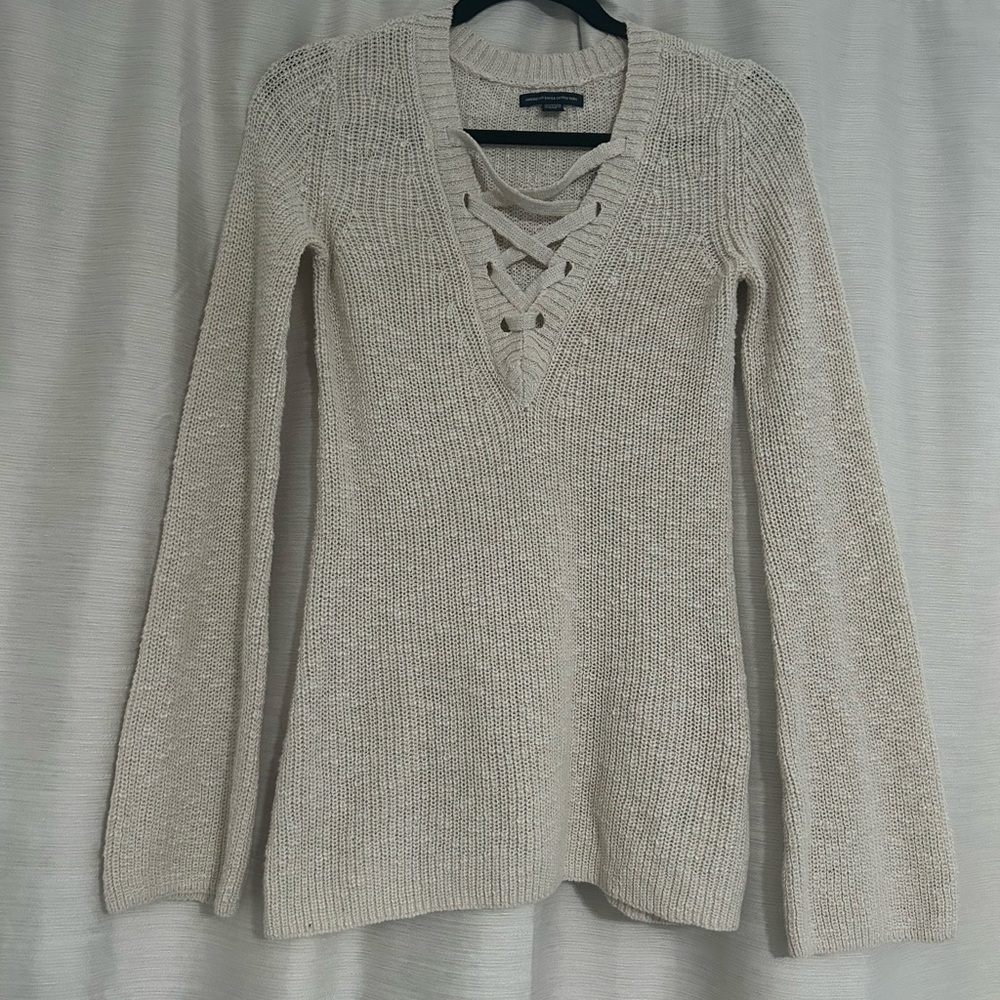 American Eagle Outfitters Cream Knit Sweater